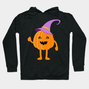 Halloween Pumpkin.Cute Pumpkin in witch hat. Hoodie